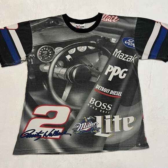 Vintage NASCAR Rusty Wallace All Over Print T-Shirt Men's Size Large‎ Y2K - Picture 1 of 8